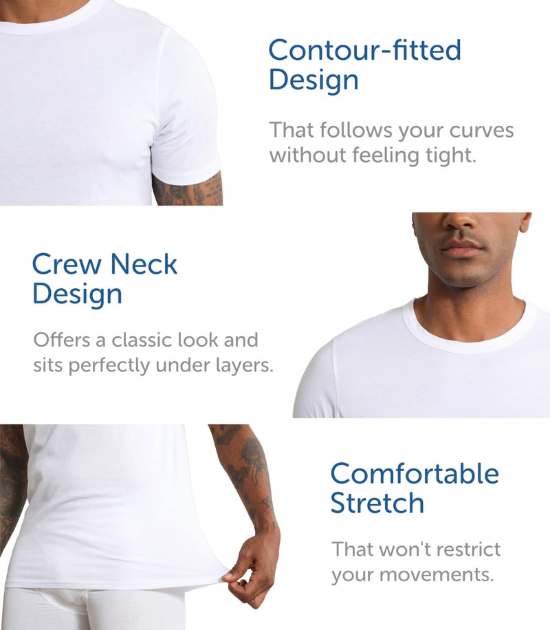Comfneat Men's 6-Pack Pure Cotton Undershirts Comfortable Crew Neck T-Shirts (White 6-Pack, S) - Image 4